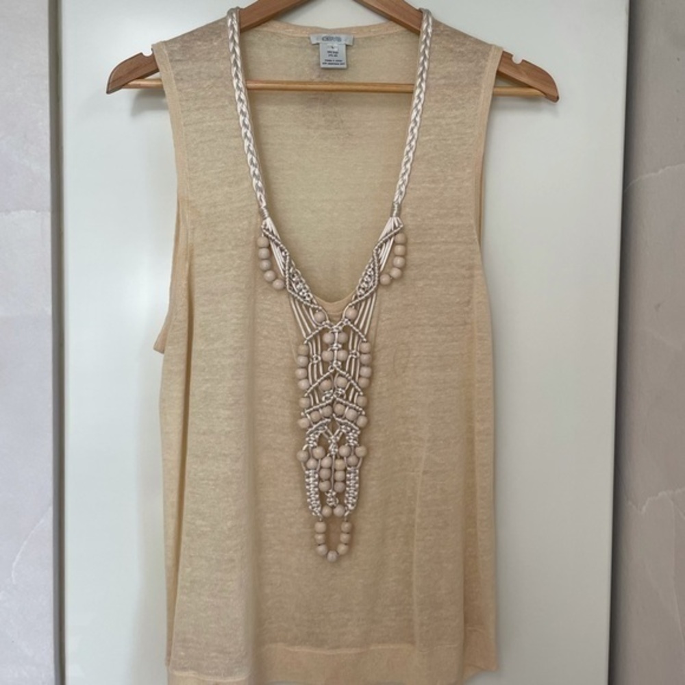 AEVE WOOD BEAD SLEEVELESS TOP SIZE LARGE
